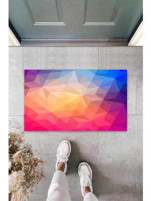 Modfex 3D Baskı Özel Tasarım  Pembe-Mavi Kapı Önü Paspası Yıldız Desen Paspas