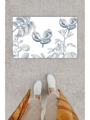 Miraxx Dijital Baskı Dekoratif Çiçek Krem Kapı Önü Paspası K-1271