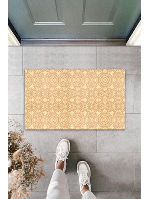 Miraxx Dekoratif Dijital Baskı Pudra Daire Motif Dış Mekan Paspas K-2090