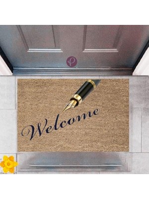 Miraxx Kapı Önü Paspası Dekoratif Dijital Baskı Welcome P-2458