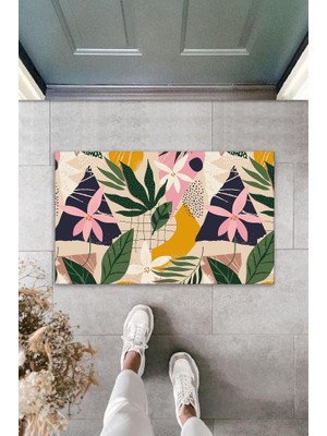 Miraxx Dekoratif Dijital Baskı Renkli Çiçek Dış Mekan Paspas K-2105