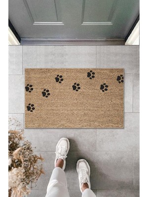 Miraxx Dijital Baskı Kahverengi Patili Dekoratif Kapı Paspası K-2001