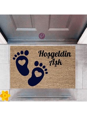 Miraxx Kapı Önü Paspası Dekoratif Dijital Baskı Hoş Geldin Aşk P-2510