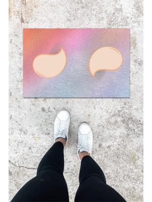 Miraxx Dijital Baskı Mavi Damla Desen Kapı Önü Paspası K-1036