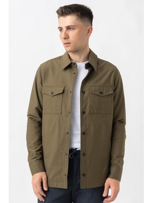 White Stone Aarberg 58144 Mevsimlik Slim Fit Pamuklu Mont Haki