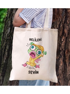 Bk Gift Delileri Sevin Tasarımlı Bez Çanta, Baskılı Omuz Çantası, Alışveriş Çantası, Arkadaşa Hediye