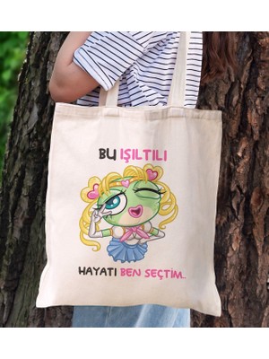 Bk Gift Bu Işıltılı Hayatı Ben Seçtim Tasarımlı Bez Çanta, Baskılı Omuz Çantası, Alışveriş Çantası, Arkadaşa Hediye