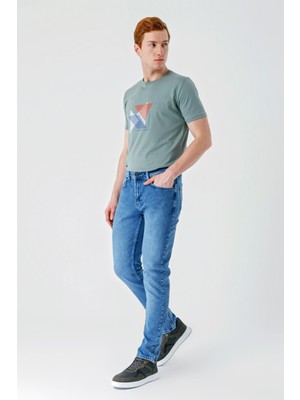 İmza Koyu Mavi Gabardin Pamuklu 5 Cepli Slim Fit Dar Kesim Casual Denim Pantolon 1023240154