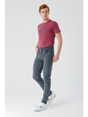 İmza Füme Gabardin Pamuklu 5 Cepli Slim Fit Dar Kesim Casual Denim Pantolon 1023240151