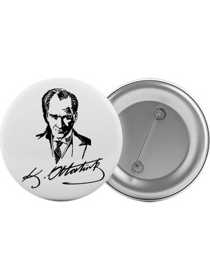 Satürn Design Atatürk Imzası Çanta Rozeti 20 Adet En Büyük Boy 5.8cm Iğneli Broş
