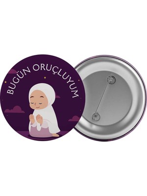 Satürn Design Bugün Oruçluyum Çanta Rozeti 20 Adet En Büyük Boy 5.8cm Iğneli Broş