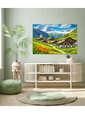 Aden Manzara Evler ve Huzur Kanvas Tablo
