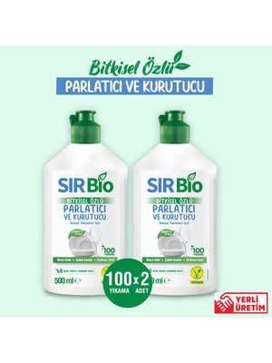 Sır Bio Bitkisel Özlü Bulaşık Makinesi Parlatıcı & Kurutucu 500 ml x 2 Vegan Doğal Ürün