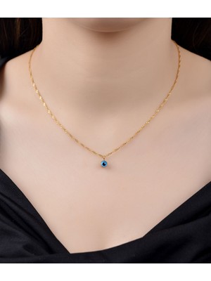 Kuyumcu Nurettin 3 gr (Gram) Nazar Boncuklu Singapur Zincir 22 Ayar Altın