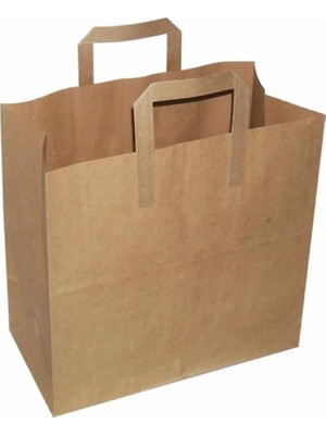 Omeyva Flat Kraft Kağıt Çanta Karton Hediyelik Poşet Torba - 18X24 Cm. - 50 Adet