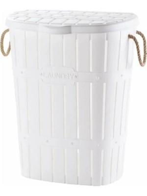 Tekno Trust 100 x 100 Bambu Halatlı Kirli Çamaşır Sepeti Beyaz Beyaz 20-49 L Type 0 Bambu