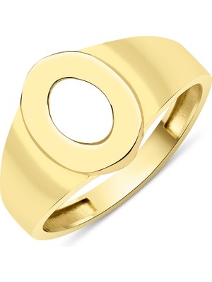 Fiyonk Kuyumculuk 14 Ayar Altın Taşsız O Harfli Yüzük