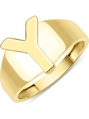 Fiyonk Kuyumculuk 14 Ayar Altın Taşsız Y Harfli Yüzük