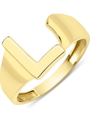 Fiyonk Kuyumculuk 14 Ayar Altın Taşsız L Harfli Yüzük