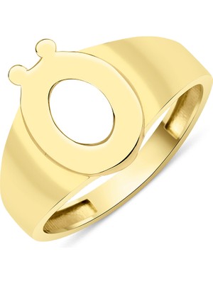 Fiyonk Kuyumculuk 14 Ayar Altın Taşsız Ö Harfli Yüzük