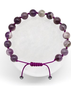 Alibaba Doğaltaş Ametist Doğal Taş Makrome Örme Bileklik Küre Kesim