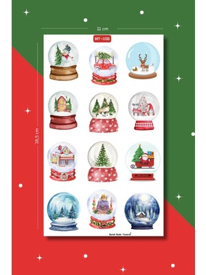 Burak Baskı Tasarım Kar Küresi-1 Yılbaşı Temalı Sticker Seti Ajanda-Planlayıcı-Bullet Journal-Scrapbook-Christmas-Noel