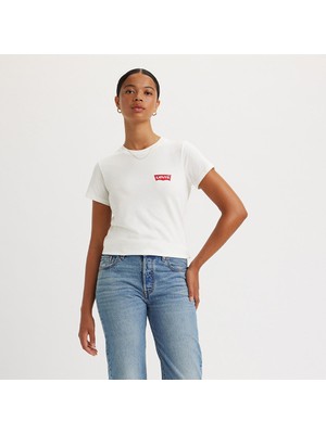 Levi's Bisiklet Yaka Baskılı Kısa Kollu Beyaz Kadın T-Shirt A2086-0282