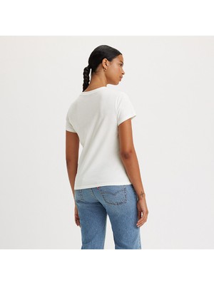 Levi's Bisiklet Yaka Baskılı Kısa Kollu Beyaz Kadın T-Shirt A2086-0282