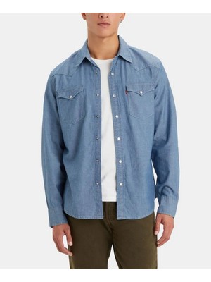 Levi's Düz Yaka Standart Kalıp Uzun Kollu Mavi Erkek Gömlek 85745-0156