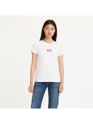 Levi's Yuvarlak Yaka Baskılı Kısa Kollu Beyaz Kadın T-Shirt A2086-0274