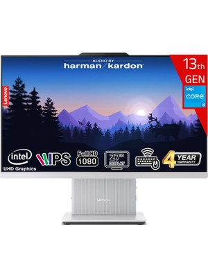 Lenovo Ideacentre Aıo 27IRH9 Intel Core I5 13420H 24GB Ddr5 512GB SSD Intel UHD Graphics WIN11 Pro 27 IPS Fhd Kablosuz Klavye+Mouse F0HM0045TR-24512W Beyaz All In One Bilgisayar