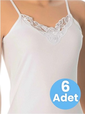 Tezzgelsin Kadın Pamuklu Ip Askılı Güpürlü Atlet 6 Adet