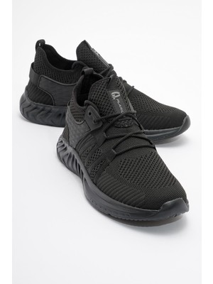 Ccway Erkek Triko Spor Ayakkabı Siyah Siyah