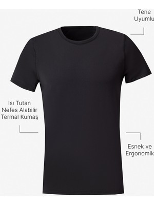 Altınyıldız Classics Erkek Isı Tutan Nefes Alabilir Termal Siyah Standart Fit Normal Kesim Esnek İçlik Tişört
