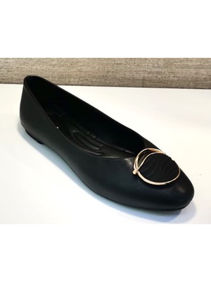 Mhd Y-26 Kadın Tokalı Babet Ayakkabı Siyah