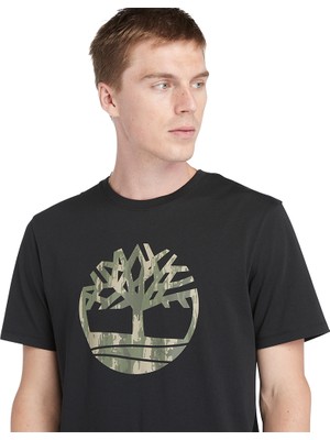 Timberland Camo Tree Logo Short Sleeve Tee Erkek Siyah Tshirt TB0A5UP30011