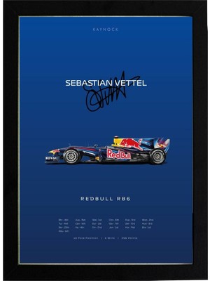 Kaynock Sebastian Vettel Red Bull 21 x 30 cm  - Siyah Çerçeveli