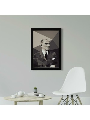 Kaynock Atatürk Poster Tablo 21 x 30 cm  - Siyah Çerçeveli