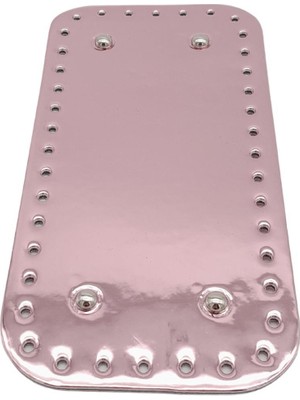 Angel Çanta Aksesuar Parlak Rugan Deri 25X12 cm Dikdörtgen Çanta Tabanı Pudra Renk Gümüş Metalli