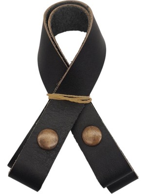 Angel Çanta Aksesuar 30 cm Gerçek Deri Siyah Renk Çıtçıtlı Sap Antik Metalli