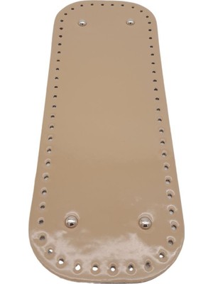 Angel Çanta Aksesuar Parlak Rugan Deri 32X12 cm Dikdörtgen Çanta Tabanı Bej Renk Gümüş Metalli