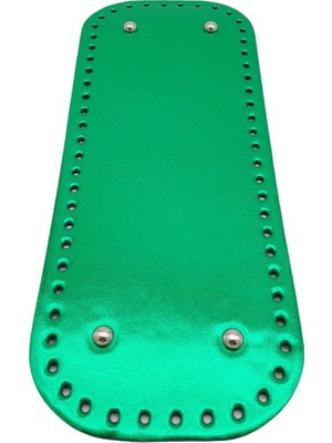 Angel Çanta Aksesuar Parlak Rugan Deri 32X12 cm Dikdörtgen Çanta Tabanı Yeşil Renk Gümüş Metalli