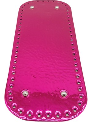 Angel Çanta Aksesuar Parlak Rugan Deri 32X12 cm Dikdörtgen Çanta Tabanı Fuşya Renk Gümüş Metalli