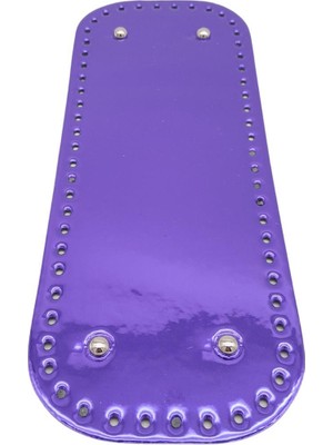 Angel Çanta Aksesuar Parlak Rugan Deri 32X12 cm Dikdörtgen Çanta Tabanı Mor Renk Gümüş Metalli