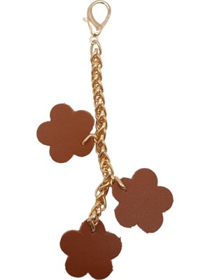 Angel Çanta Aksesuar Suni Deri Çiçek Süs Püskül Sarkaç Süs Taba Renk Light Gold Zincirli