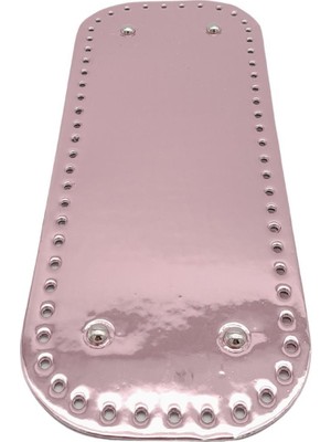 Angel Çanta Aksesuar Parlak Rugan Deri 32X12 cm Dikdörtgen Çanta Tabanı Pudra Renk Gümüş Metalli