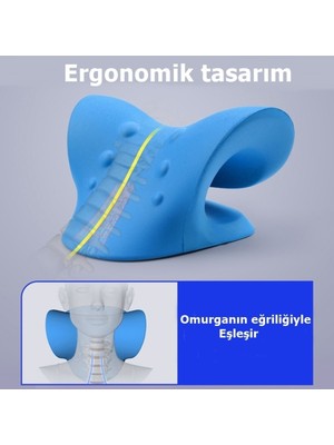 Mediterian Turkuaz Oval Boyun Düzleşmesi Yastığı Omuz Sedyesi Gevşetici Traksiyon Cihazı Yastık Servikal Düzel