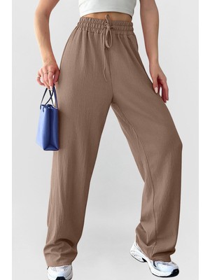 Yakamel Kadın Yüksel Bel Bol Paça Palazzo Pantolon