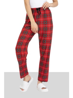Yakamel Kadın Kareli Pamuklu Ekose Desenli Pijama Altı