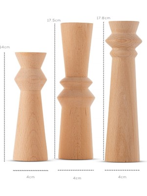 Nidage Turuncu Natural Wooden Ikon/ Icon 3 Lü Şamdan Seti 3 Parça Ahşap